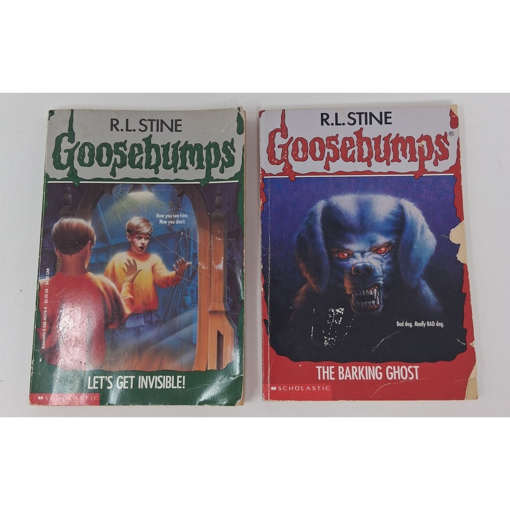 Goosebumps RL Stine Book Lot Lets Get Invisible #6 The Barking Ghost #32 Vintage